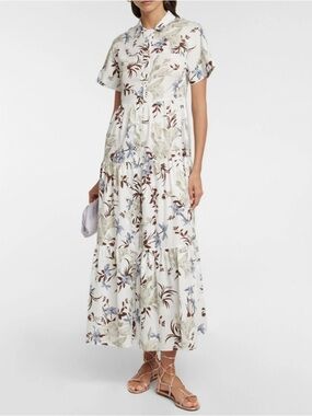ERDEM (nwt $3,790) Helena SHIRT DRESS Tiered FLORAL PRINT Sz 4 US